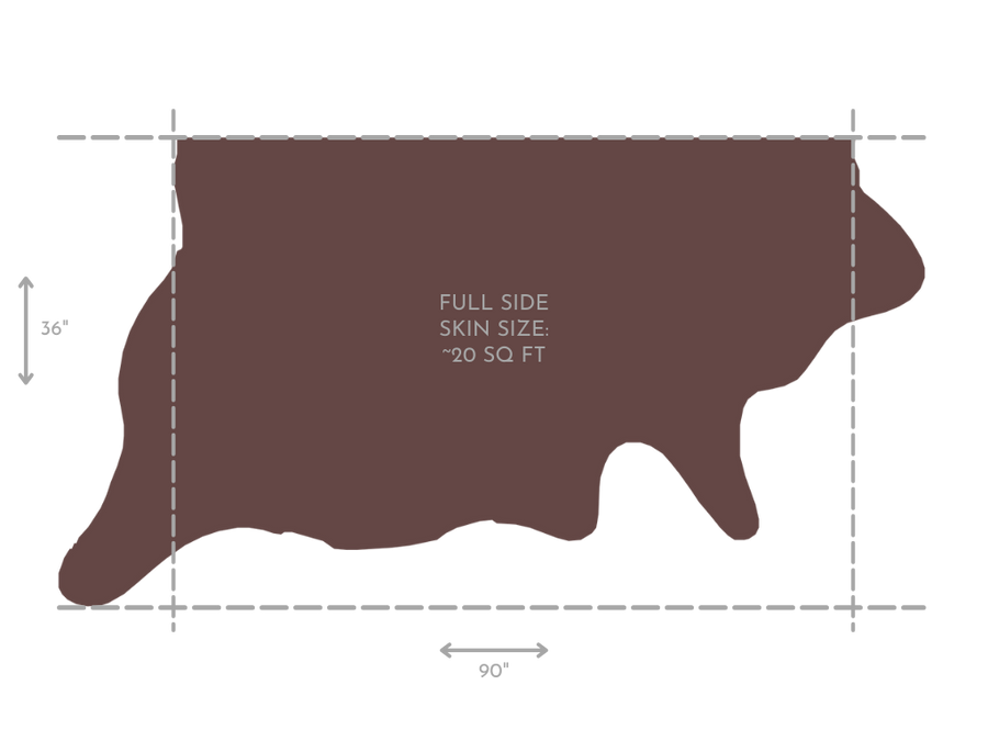Army Green Camouflage Printed Natural Grain Cowhide skin size guide