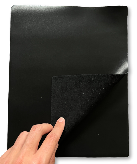 Black Smooth Cow Natural Grain Cowhide Leather: 8.5'' x 11'' Pre-Cut Leather Pieces