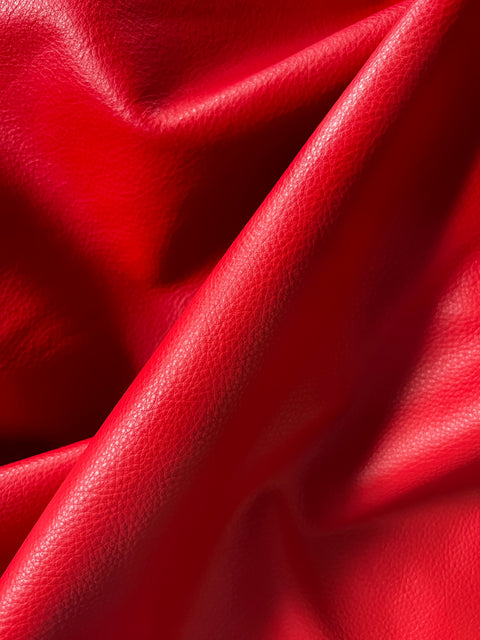 Red Natural Grain Chrome-Tanned Cowhide – Deer-Tanned Process, Full Aniline Finish, 1.1–1.3 mm (3 oz), ~20 Sq Ft (Also Available in 10 Sq Ft)