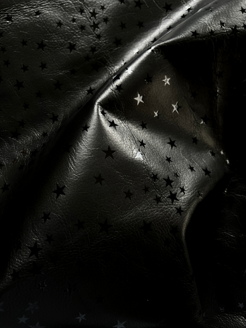 Black Stars Printed Natural Grain Cowhide