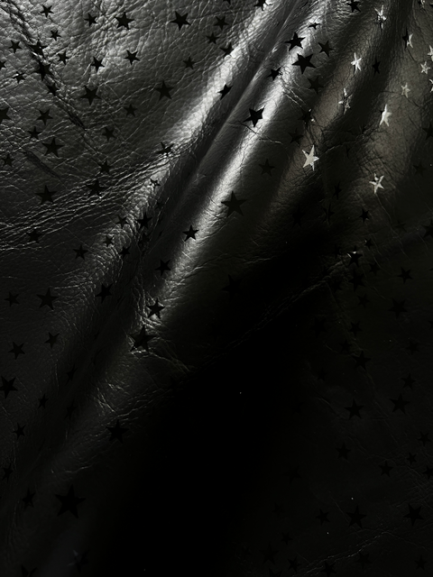 Black Stars Printed Natural Grain Cowhide