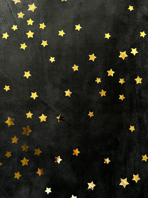 (Black) Gold Stars Printed Nubuck Cowhide