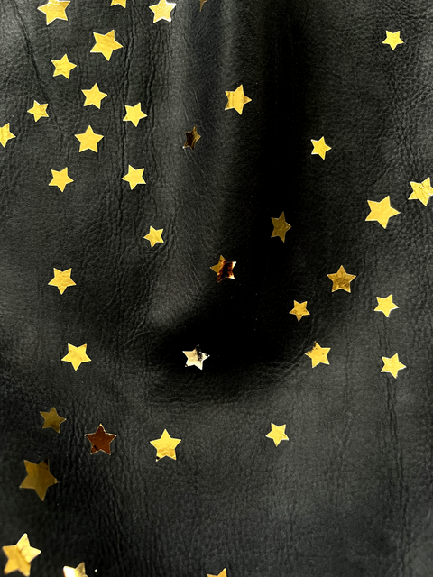 (Black) Gold Stars Printed Nubuck Cowhide
