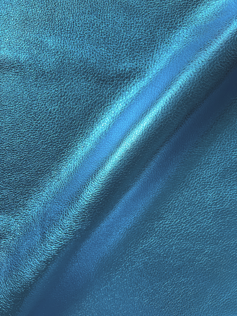Turquoise Metallic Natural Grain Chrome-Tanned Cowhide – Metallic Foil Finish, 1.1–1.3 mm (3 oz), ~20 Sq Ft