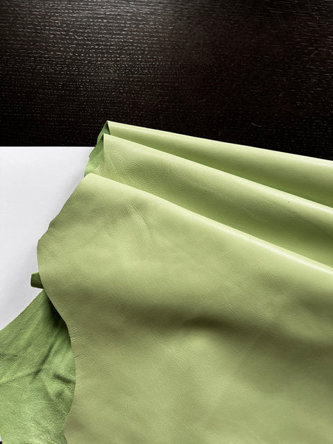 Apple Green Italian Nappa Lambskin – Chrome-Tanned, Semi-Aniline Finish, 0.8–0.9 mm (2 oz), ~7 - 10 Sq Ft