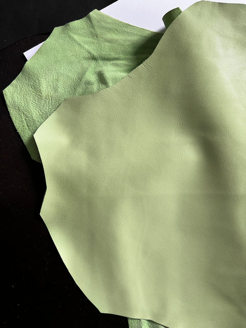 Apple Green Italian Nappa Lambskin – Chrome-Tanned, Semi-Aniline Finish, 0.8–0.9 mm (2 oz), ~7 - 10 Sq Ft