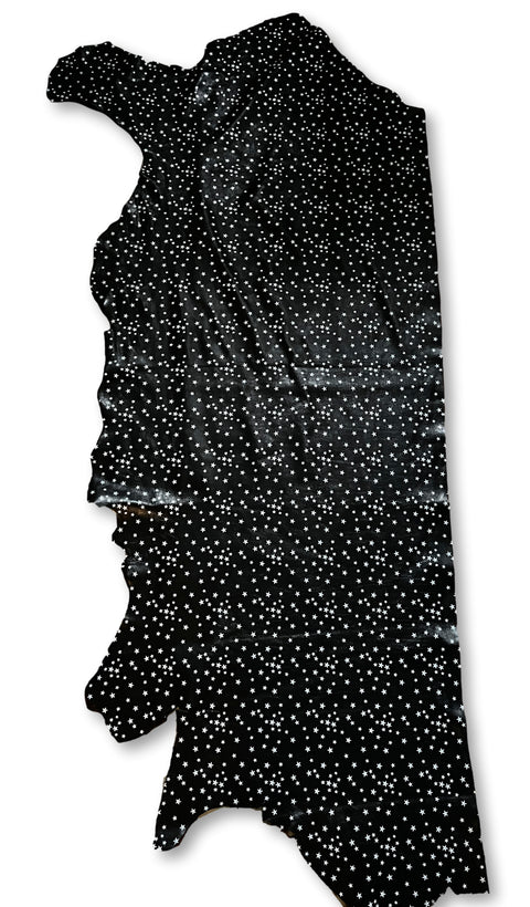 (Black) White Stars Printed Natural Grain Cowhide