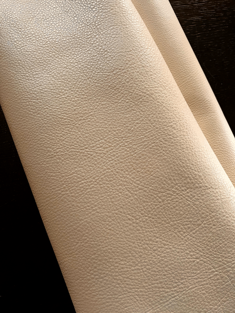 Cream White Natural Grain Chrome-Tanned Cowhide – Deer-Tanned Process, Full Aniline Finish, 1.1–1.3 mm (3 oz), ~20 Sq Ft