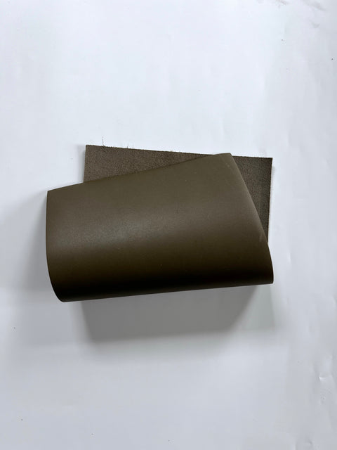 Olive Smooth Italian Calf Leather: 7.5" x 12" Pre-Cut Pieces