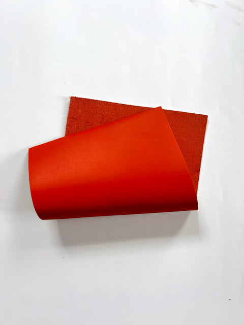 Orange Smooth Italian Calf Leather: 7.5" x 12" Pre-Cut Pieces