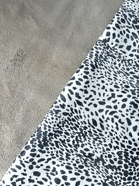 Stone Cheetah Printed Nubuck Cowhide
