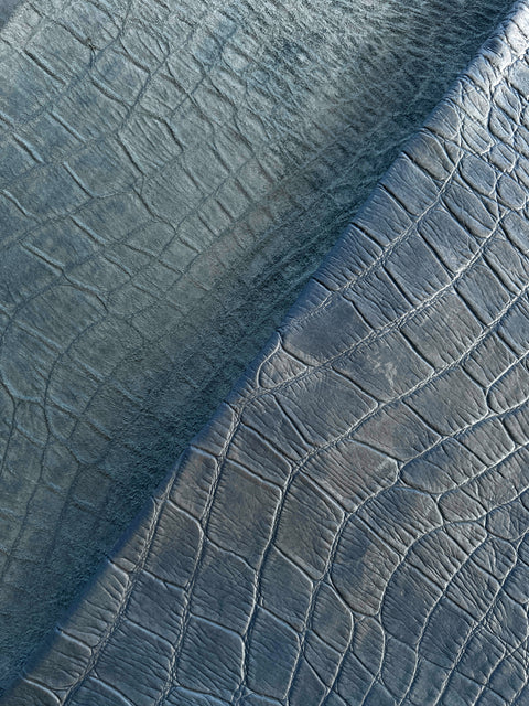 Sky Blue Large Alligator Embossed Cowhide