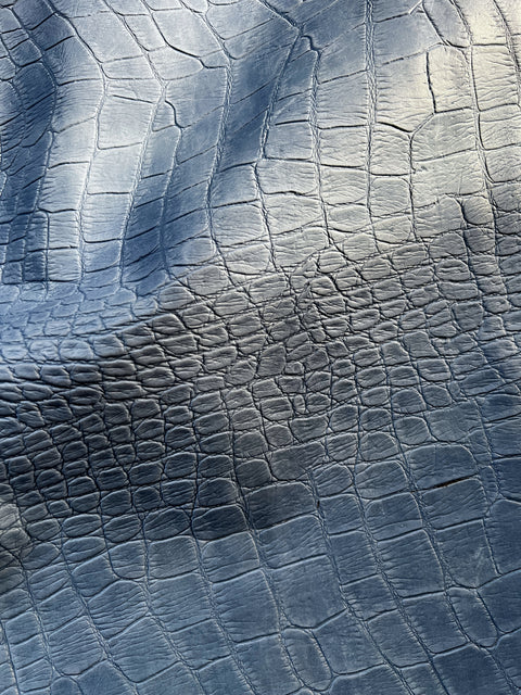 Sky Blue Large Alligator Embossed Cowhide
