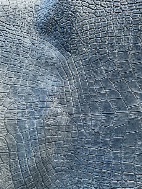 Sky Blue Large Alligator Embossed Cowhide
