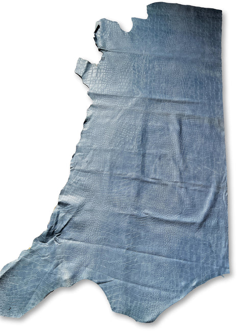 Sky Blue Large Alligator Embossed Cowhide