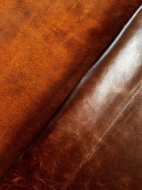 Terracotta Pull Up Cowhide – Semi Veg-Tanned, Top Grain, Wax/Oil Finish, 1.1–1.3 mm (3 oz), ~20 Sq Ft