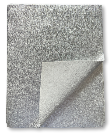 Silver Metallic Cowhide Leather: 8.5" x 11" Pre-Cut Pieces
