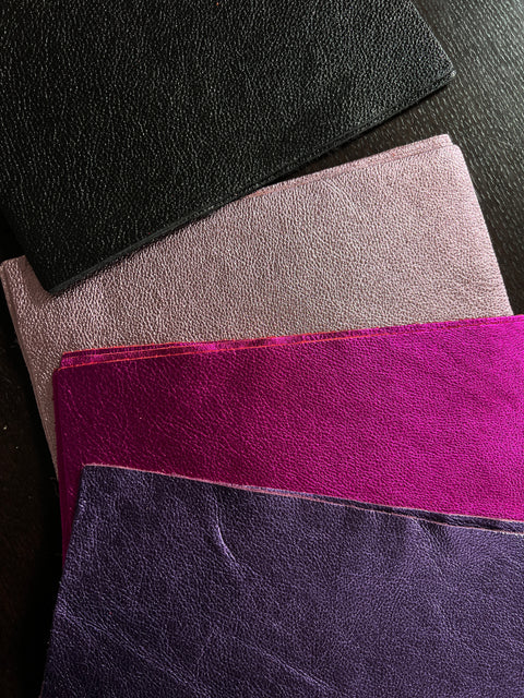 Natural Grain Metallic Cowhide Leather Bundle: 6 Pack - 8.5'' x 11'' Craft Pre-Cut Panels!