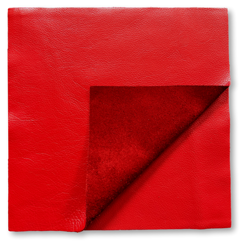 Red Natural Grain Cowhide Leather: 12" x 12" Pre-Cut Squares