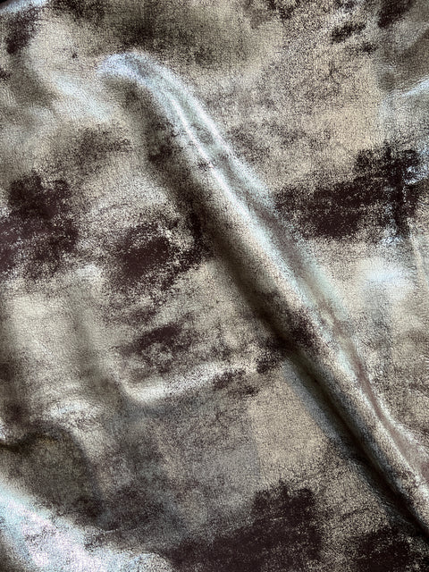 Dark Brown/Gold Distressed Metallic Nubuck Cowhide