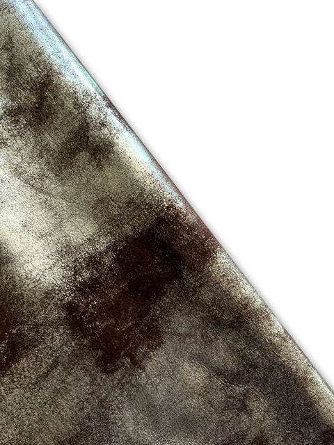 Dark Brown/Gold Distressed Metallic Nubuck Cowhide