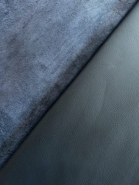 Navy Blue Classic Cow Leather Whole Hide - Automotive and Furniture Upholstery Leather