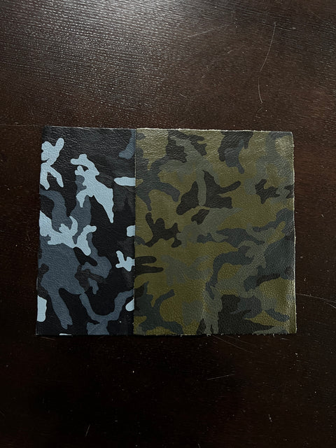 Army Green Camouflage Natural Grain Cowhide Leather: 8.5" x 11" Pre-Cut Pieces