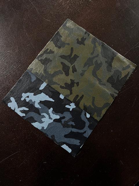 Army Green Camouflage Natural Grain Cowhide Leather: 8.5" x 11" Pre-Cut Pieces