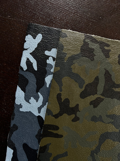 Army Green Camouflage Natural Grain Cowhide Leather: 8.5" x 11" Pre-Cut Pieces