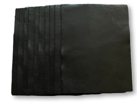 Black Cowhide Leather: 8.5'' x 11'' Pre-Cut Pieces