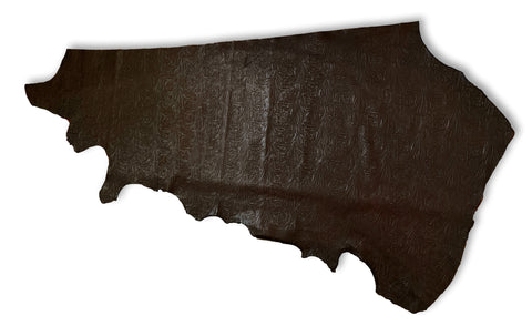 Chocolate Brown Large Floral Embossed Cowhide
