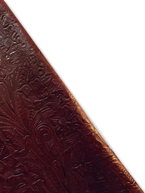 Burgundy Large Floral Embossed Cowhide