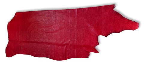 Red Large Floral Embossed Cowhide
