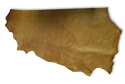 Cognac Brown Large Floral Embossed Cowhide