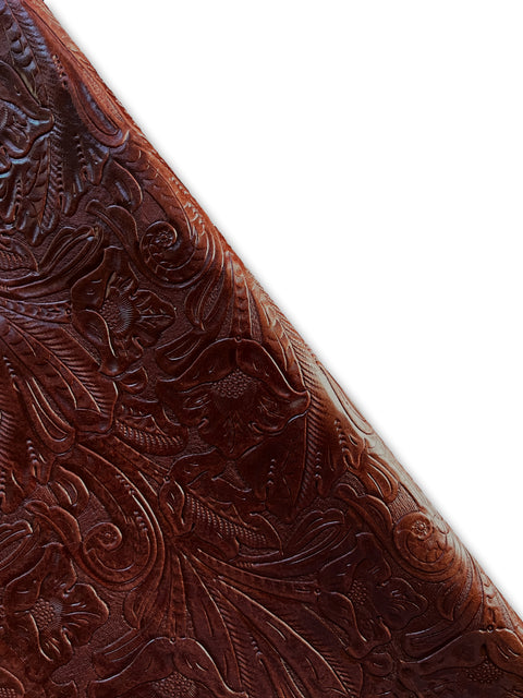 Brandy Large Floral Embossed Cowhide