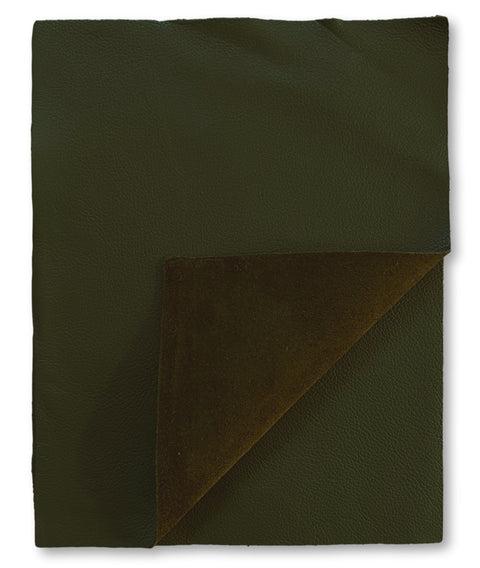 Olive Natural Grain Cowhide Leather: 8.5" x 11" Pre-Cut Pieces