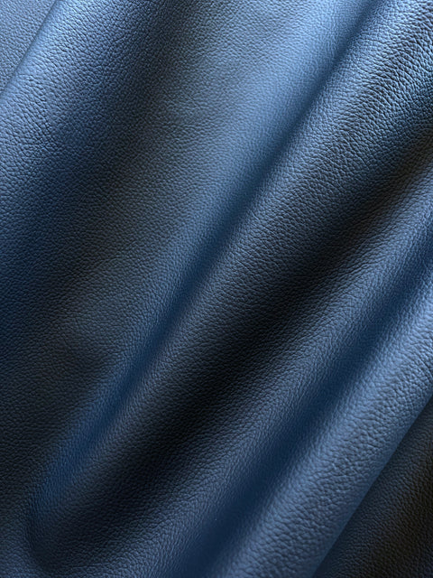 Navy Blue Classic Cow Leather Whole Hide - Automotive and Furniture Upholstery Leather