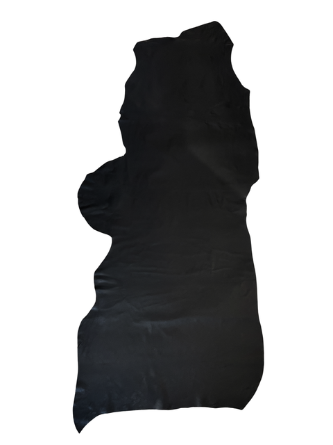 Black Garment-Weight Plongé Cowhide – Chrome-Tanned, Semi-Aniline Finish, 0.7–0.9 mm (1.75–2.25 oz), ~20 Sq Ft