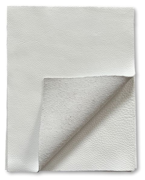 White Natural Grain Cowhide Leather: 8.5'' x 11'' Pre-Cut Pieces