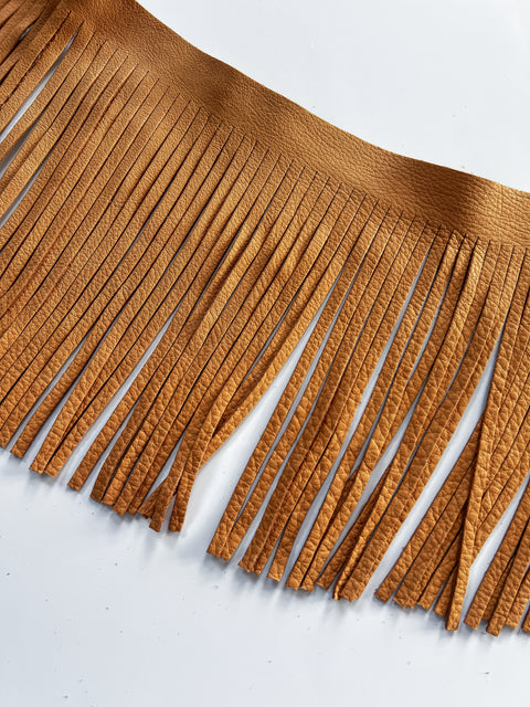 Cowhide Leather Fringe (1/4" Wide x 7" Long) – Natural Grain Cowhide, Chrome-Tanned, Sold by the Foot