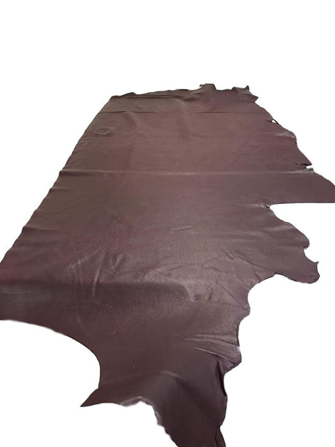 Burgundy Natural Grain Chrome-Tanned Cowhide – Deer-Tanned Process, Full Aniline Finish, 1.1–1.3 mm (3 oz), ~20 Sq Ft