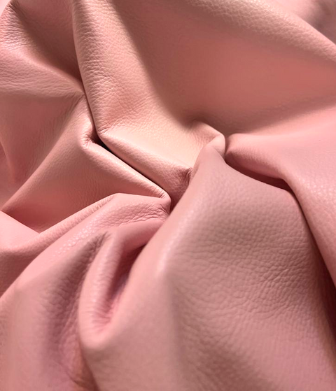 Pink Natural Grain Chrome-Tanned Cowhide – Deer-Tanned Process, Full Aniline Finish, 1.1–1.3 mm (3 oz), ~20 Sq Ft