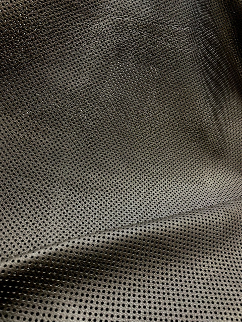 Black Perforated Natural Grain Chrome-Tanned Cowhide – Deer-Tanned Process, Full Aniline Finish, 1.1–1.3 mm (3 oz), ~20 Sq Ft