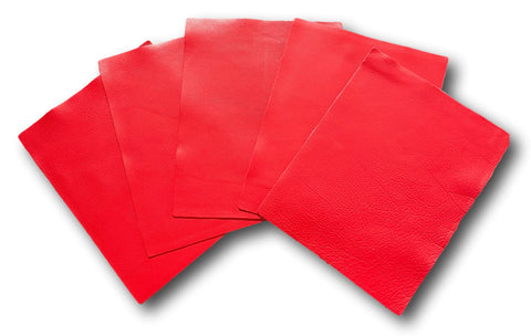 Red Natural Grain Cowhide Leather: 8.5" x 11" Pre-Cut Pieces