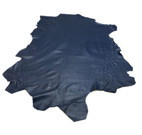 Navy Italian Nappa Lambskin – Chrome-Tanned, Semi-Aniline Finish, 0.8–0.9 mm (2 oz), ~7 - 10 Sq Ft
