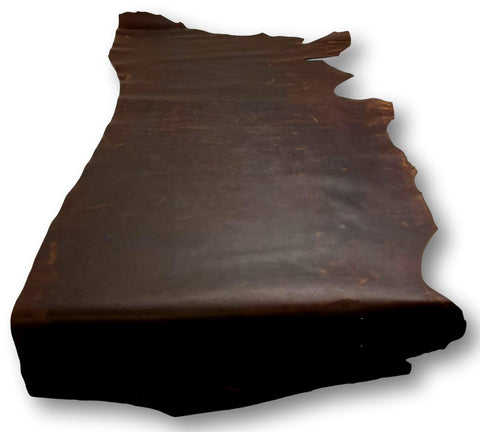 Mocha Crazy Horse Cowhide – Distressed Wax/Oil Finish, 1.8–2.0 mm (4–5 oz), ~25 Sq Ft