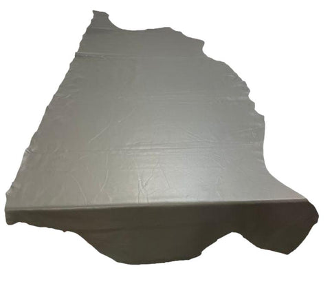 Grey Natural Grain Chrome-Tanned Cowhide – Deer-Tanned Process, Full Aniline Finish, 1.1–1.3 mm (3 oz), ~20 Sq Ft