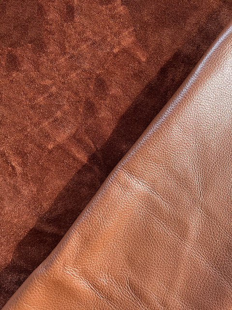 Brandy Natural Grain Chrome-Tanned Cowhide – Deer-Tanned Process, Full Aniline Finish, 1.1–1.3 mm (3 oz), ~20 Sq Ft