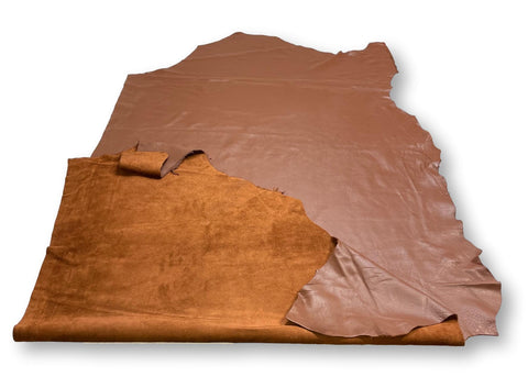 Brandy Natural Grain Chrome-Tanned Cowhide – Deer-Tanned Process, Full Aniline Finish, 1.1–1.3 mm (3 oz), ~20 Sq Ft