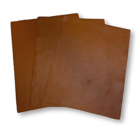 Cognac Natural Grain Cowhide Leather: 8.5'' x 11'' Pre-Cut Pieces